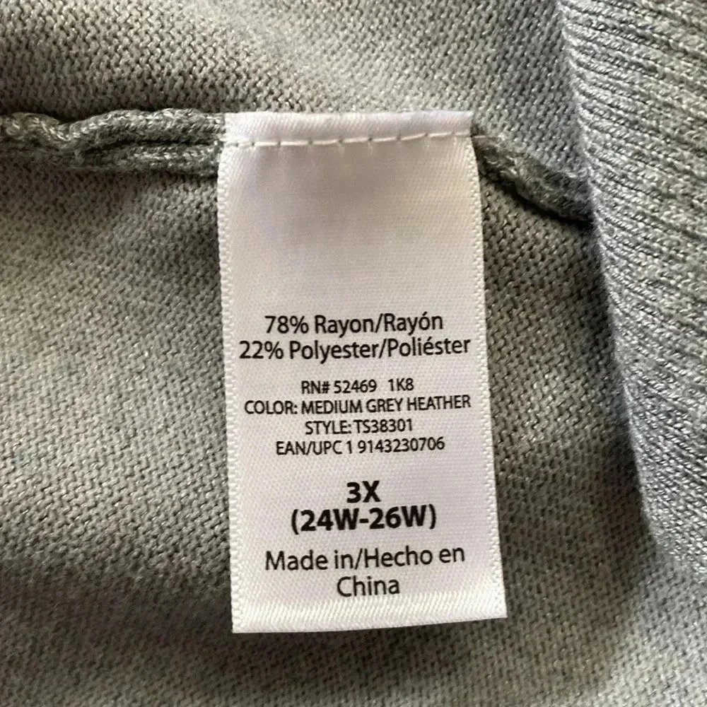 Cardigan Terra & Sky Women's 3x 22/24 Gray Cardigan Sweater for Spring Time - Picture 6 of 8